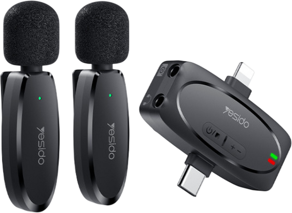 Microphone 3 in 1 Receiver KR15 Dual Low-latency Wireless Lavalier